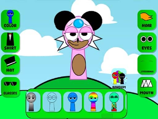 Screenshot van sprunki character maker OC